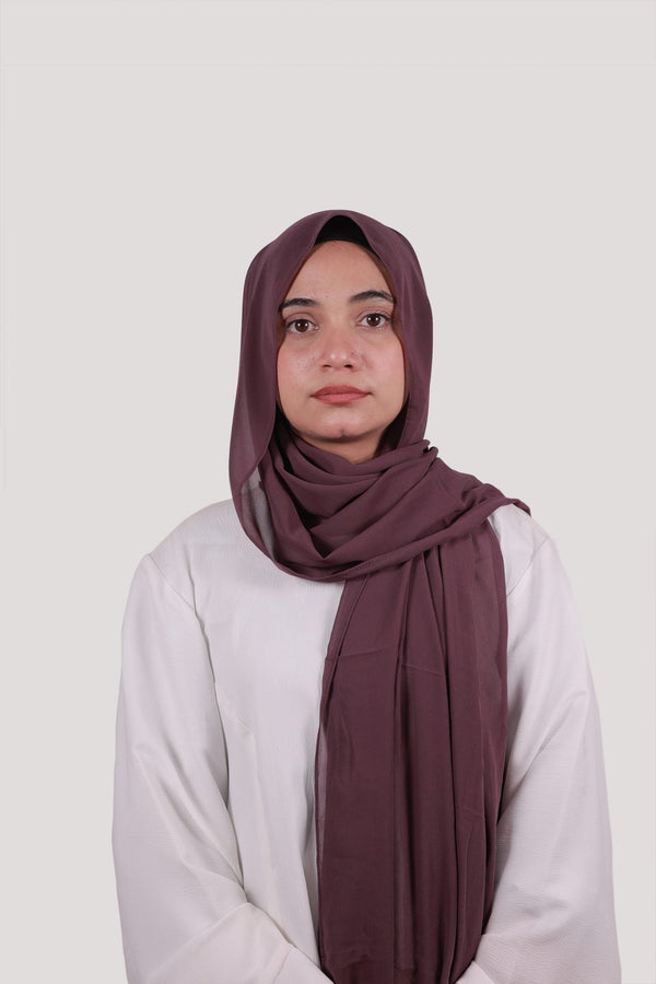 Sarazi Silk Air plain chiffon hijab in Aubergine