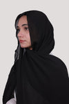Sarazi Refined Ripple crinkle chiffon hijab in Black