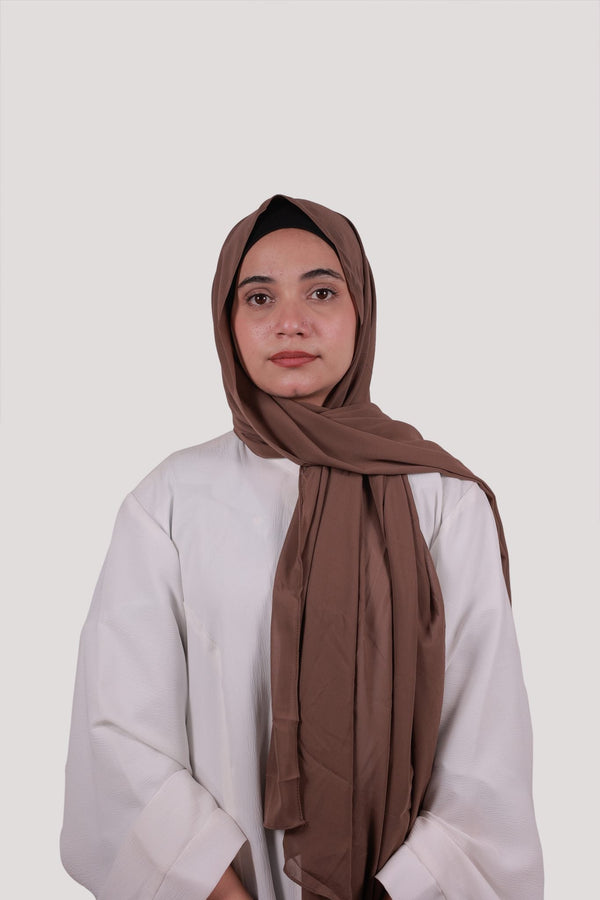 Sarazi Silk Air plain chiffon hijab in Chocolate