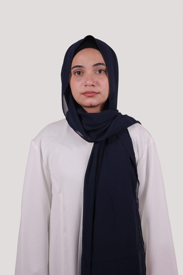 Sarazi Silk Air plain chiffon hijab in Navy