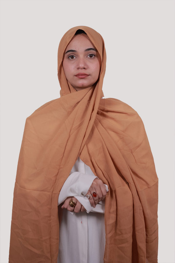 Sarazi Refined Ripple crinkle chiffon hijab in Ochre