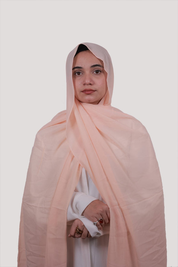 Sarazi Refined Ripple crinkle chiffon hijab in Peach