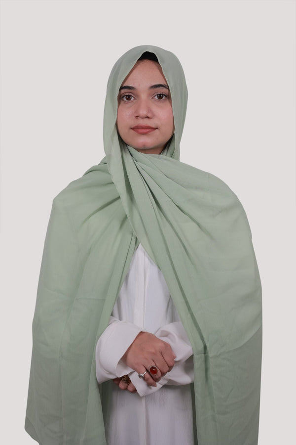 Sarazi Refined Ripple crinkle chiffon hijab in Pistachio