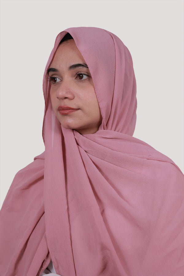 Sarazi Refined Ripple crinkle chiffon hijab in Rose Pink
