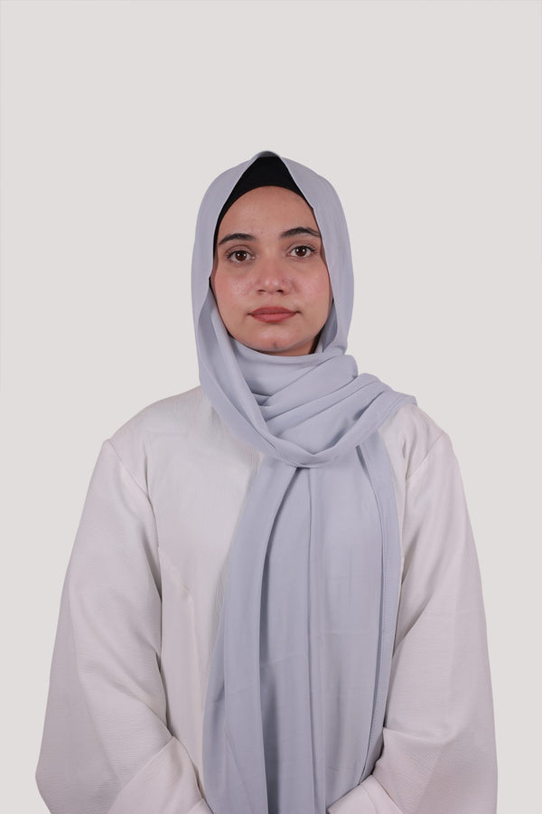 Sarazi Silk Air plain chiffon hijab in Silver Grey