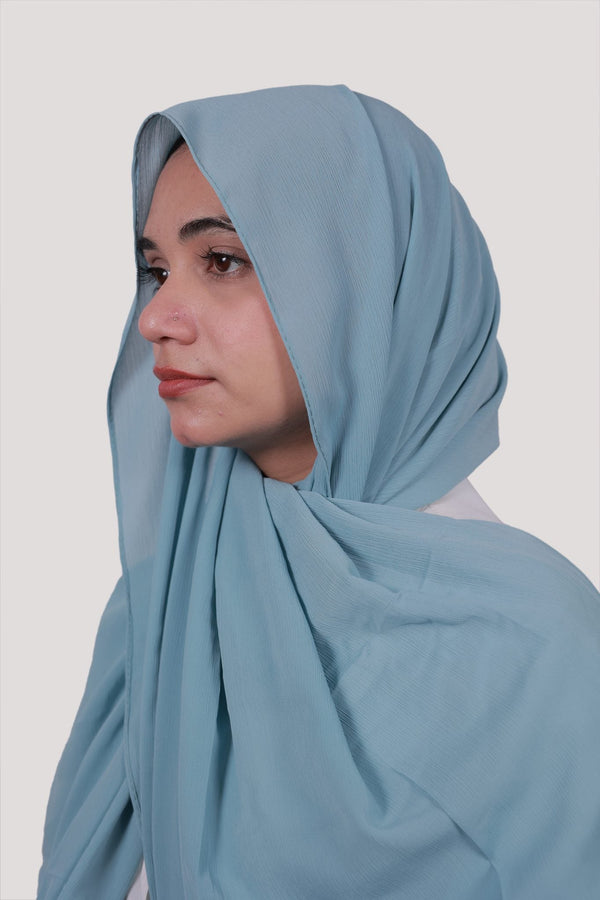 Sarazi Refined Ripple crinkle chiffon hijab in Sky Blue