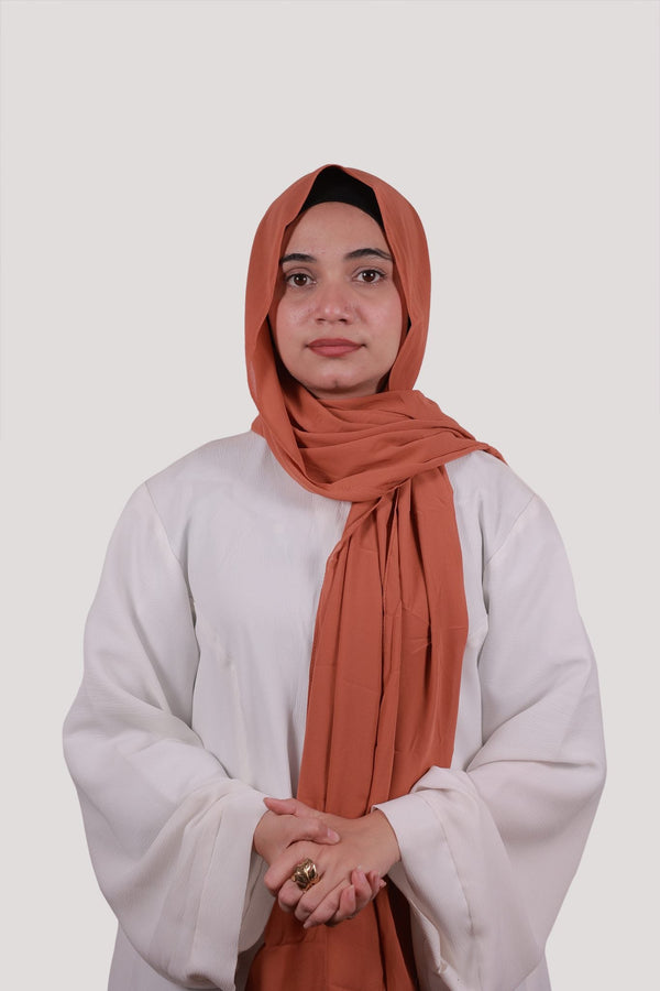 Sarazi Silk Air plain chiffon hijab in Terracotta